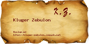 Kluger Zebulon névjegykártya